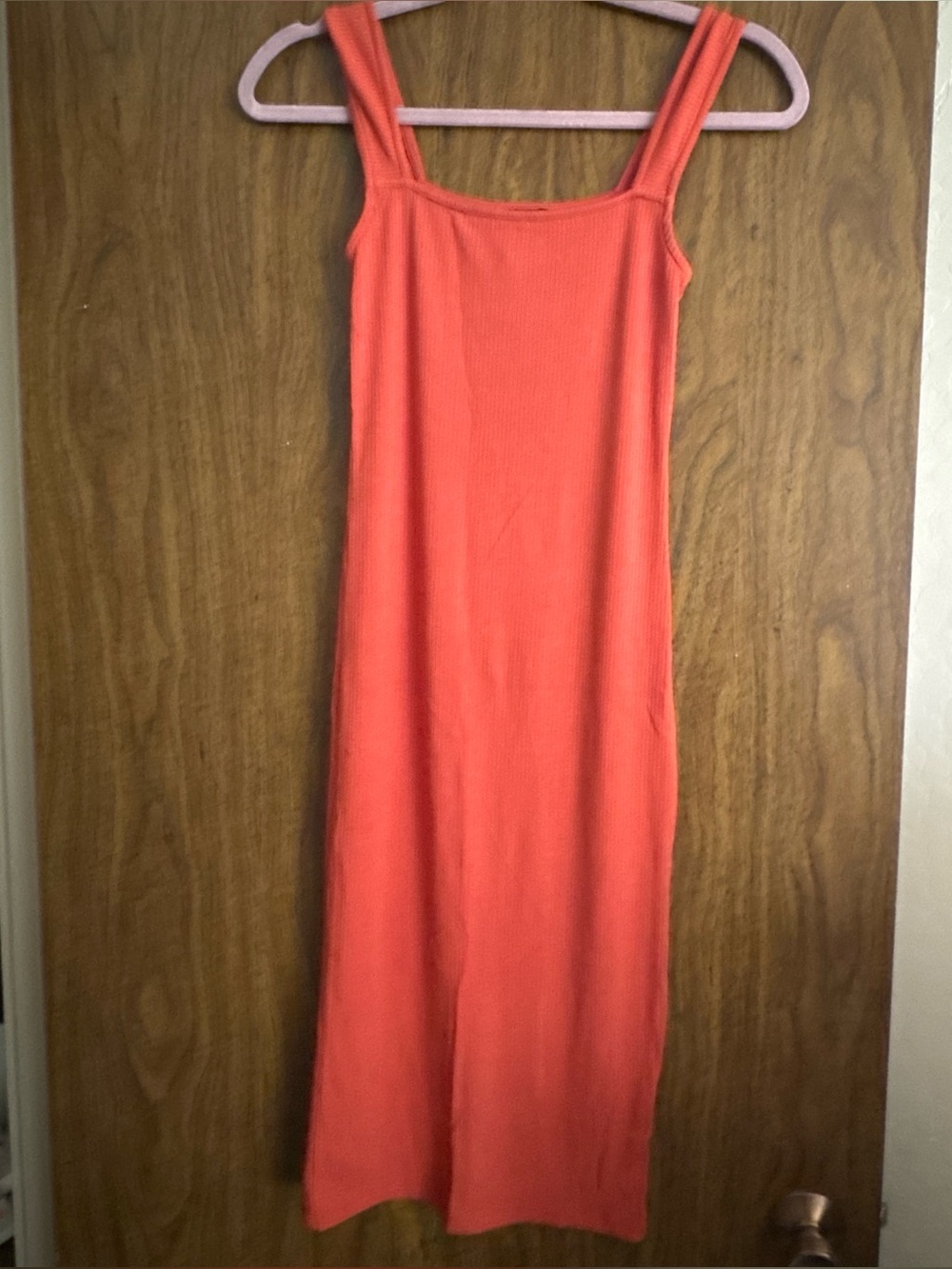 Forever 21 Coral Ribbed Tank Midi Dress